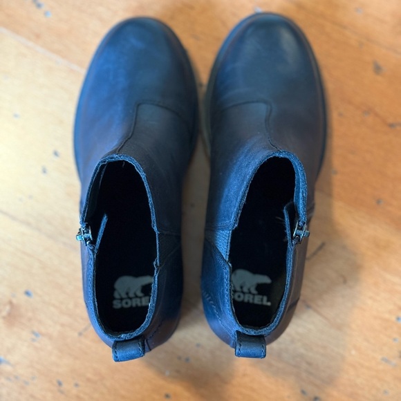 Sorel Evie II Waterproof Black Leather Zip Booties Size 7 - Picture 3 of 9